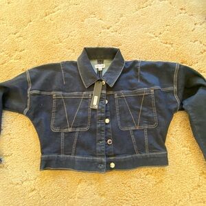 NWT- True Religion cropped drop shoulder Jean Jacket. Color 2s body rinse.